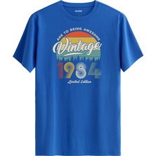 Colermi Vintage Tişört Nostalji 1984 Doğum Tarihli Bisiklet Yaka  Basic Tişört Vintage Tasarım Tişört