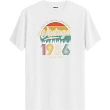 Colermi Vintage Tişört Nostalji 1986 Doğum Tarihli Bisiklet Yaka  Basic Tişört Vintage Tasarım Tişört