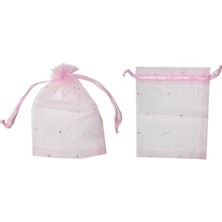Kına Çerez Kesesi Taşlı 12X17 cm  (50 Adet)  Pembe