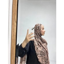 Aminenesil Etnik Desen Bej Vizon  Renk Soft Pamuk Şal