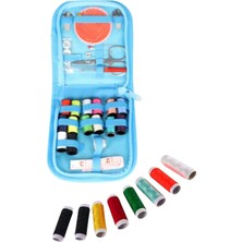 Iplik Set Fermuarlı Plastik Dikiş Seti Mavi