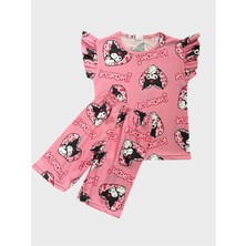 Kız Çocuk Pamuklu Pembe Renk Kuromi Desenli Kısa Kollu Yazlık Şortlu Pijama Takımı