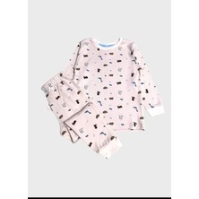 Kız Çocuk %100 Pamuklu Pembe Kirpi Desenli Uzun Kollu Pijama Takımı