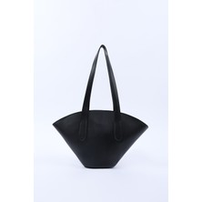 Siyah SHK124 Suni Deri, Astarlı, Fermuarlı,tek Bölmeli El, Kol ve Omuz Çantası