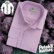 Linen Keten Klasik %100 Cotton Uzun Kollu Terletmeyen Tek Cepli Kapaklı Pembe Gömlek (Regular Kalıp)