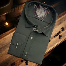 Linen Keten Klasik %100 Cotton Uzun Kollu Slim-Fit  Terletmeyen Antrasit Gömlek (Regular Kalıp)