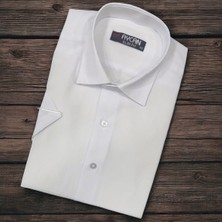 Linen Keten Klasik %100 Cotton Kısa Kollu Terletmeyen Slim-Fit Beyaz Gömlek (Regular Kalıp)