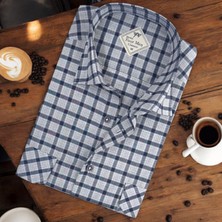 Eren Style Linen Keten Klasik Uzun Kollu İki Cepli Kapaklı Gri Baba Gömleği (Regular Kalıp)