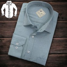 Linen Keten Klasik %100 Cotton Uzun Kollu Terletmeyen Tek Cepli Kapaklı Gri Gömlek (Regular Kalıp)