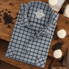 Eren Style Linen Keten Klasik Uzun Kollu İki Cepli Kapaklı Gri Baba Gömleği (Regular Kalıp)