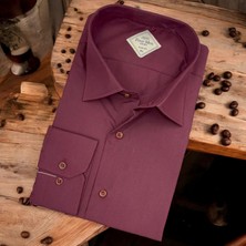 Linen Keten Klasik %100 Cotton Uzun Kollu Terletmeyen Kırmızı Gömlek (Regular Kalıp)