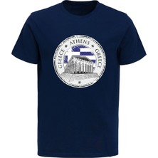 Greece Athens Atina Logolu Ἀκρόπολις Baskılı Pamuklu Tshirt