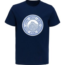 Athens Yuvarlak Baskılı Greece Pamuklu Tshirt