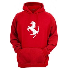 Şahlanan At Baskılı Pamuklu 3 Iplik Şardonlu Sweatshirt