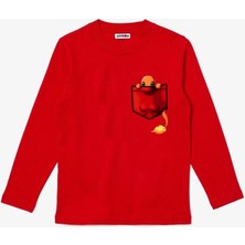 Uzun Kollu Charmander Cep Baskılı Çocuk Pamuklu Tişört