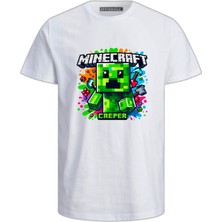 Renkli Mine Craft Karakteri Cooper Pamuklu Çocuk Tshirt