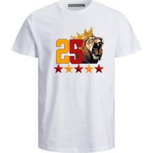 25 Kükreyen Kral Aslan 5 Yıldız Baskılı Pamuklu Yetişkin Tişört