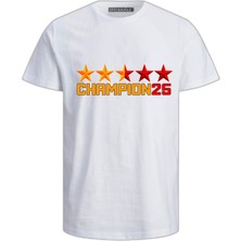 CHAMPION25 Baskılı 5 Yıldız Pamuklu Yetişkin Tişört