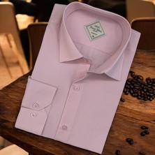 Linen Keten Klasik %100 Cotton Uzun Kollu Terletmeyen Pembe Gömlek (Regular Kalıp)