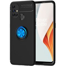 One Plus Nord N10 5g Kılıf Metal Stant Olabilen Yüzüklü Flexring Premium Silikon Kılıf