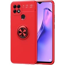 Oppo A15S Kılıf Metal Stant Olabilen Yüzüklü Flexring Premium Silikon Kılıf