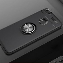 Huawei P10 Lite Kılıf  Manyetik (Metal) Yüzüklü ve Stant Olabilen Rewon Premium Silikon Kapak