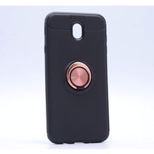 Samsung Galaxy J7 Pro Kılıf Metal Stant Olabilen Yüzüklü Flexring Premium Silikon Kılıf