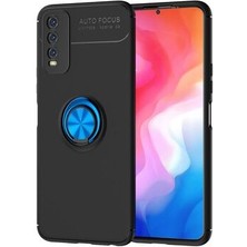 Vivo Y20 Kılıf Metal Stant Olabilen Yüzüklü Flexring Premium Silikon Kılıf
