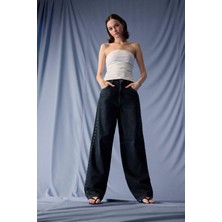 DeFacto %100 Pamuk Baggy Fit Yüksek Bel Uzun Jean Pantolon F7689AX25AU