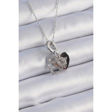 Clariss 316L Çelik Gümüş Renk Zirkon Taşlı Sonsuzluk Kalp Figür Charm Model Kadın Kolye