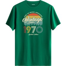 Colermi Vintage Tişört Nostalji 1970 Doğum Tarihli Bisiklet Yaka  Basic Tişört Vintage Tasarım Tişört