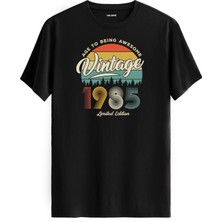 Colermi Vintage Tişört Nostalji 1985 Doğum Tarihli Bisiklet Yaka  Basic Tişört Vintage Tasarım Tişört