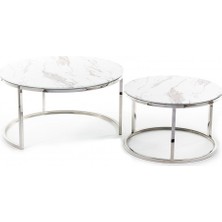 Hitit Dekorasyon Kirk Paslanmaz Metal Ikili Orta Sehpa