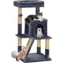 Demonte Kurulabilir Katlı Teraslı Welsoft Kumaşlı Jüt Ip Tırmalamalı Kedi Yuvası