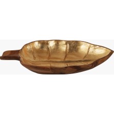  Teak Altın Varaklı Tabak 40X26X6CM