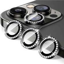 Iphone 13 Pro / 13 Pro Max Uyumlu Taşlı Kamera Lens Koruyucu Mercek Çerçeve