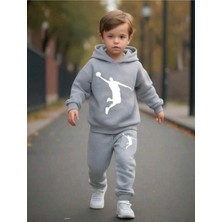 KTT Tekstil Çocuk Gri Renk Kapüşonlu Uzun Kol Alt Üst Takım Erkek Çocuk 3 - 4 Yaş İçin Rahat Kullanım