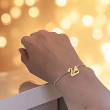 Archin Krallık Temalı Kuğu Kuşu Motifli 14 Ayar Altın Plakalı Zincirli Hediye