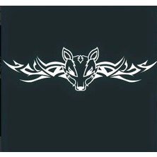 Tribal Kurt Kafası Tasarımlı Sticker – Beyaz