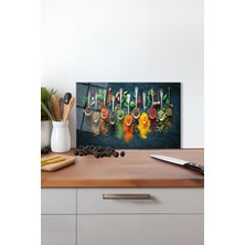 Baharat Renkleri Cam Kesme Tahtası, Silikon Ayaklı, Isıya Kırılmaya Dayanıklı Sunum Kesim Tablası