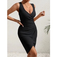 Kadın Askılı Kalın Fitilli Asimetrik Elbise