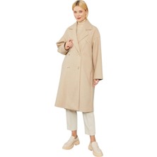 Kadın Oversize Astarsız Kaşe Kaban