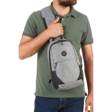 Newish Polo Erkek USB Çıkışlı Çapraz Bel ve Omuz Çantası NEWPOLO321 - Gri