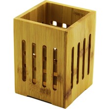 Ahşap Bambu Kare Kaşıklık Organizer (4767) - EYS5701-6442