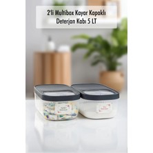 2'li 5 Lt Multibox Kayar Kapaklı Saklama Kabı & Erzak Kabı & Toz ve Tablet Deterjan Kutusu ( Etiket Hediyeli )
