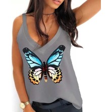 Rahat ve Şık Kelebek Desenli Askılı Bluz