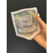 Pul Payetli Boncuk Işleme Şapkalı Arma Cep Arma Dikiş Aksesuarı 14X10 cm