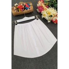 Lastikli Düğmeli Kurtarıcı Gömlek Altı Eteklik -Beyaz