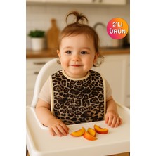 Ender Home Mini Safari 2'li Leopar Desenli Bebek Mama Önlüğü – Sıvı Geçirmez  %100 Pamuk 25x40 Cm