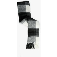 Yumuşak Dokulu Ekoseli Püsküllü Uzun Atkı